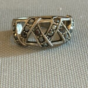 Lia Sophia Silver Geometric Ring with Sparkling Stones
